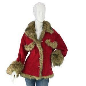 Tasha Polizzi Saddle Blank Red Sherpa Jacket
